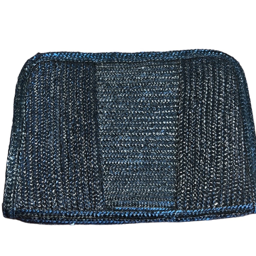 Vintage Black Woven Straw Clutch Purse~Bag